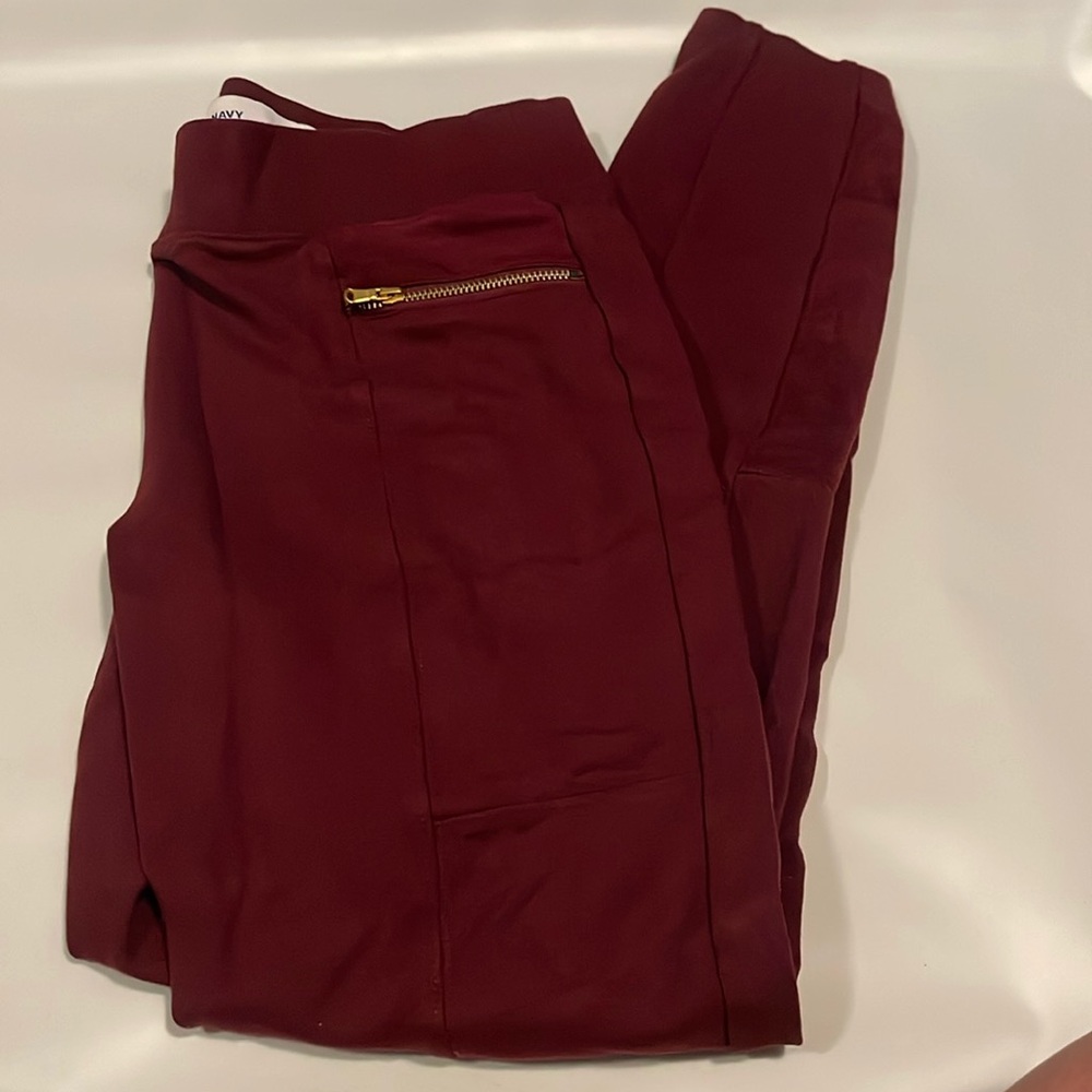 Old Navy Stevie Leggings dark red w velvet sides M